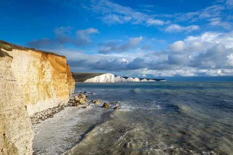 A View of The Seven Sisters Cliffs Stock Photos