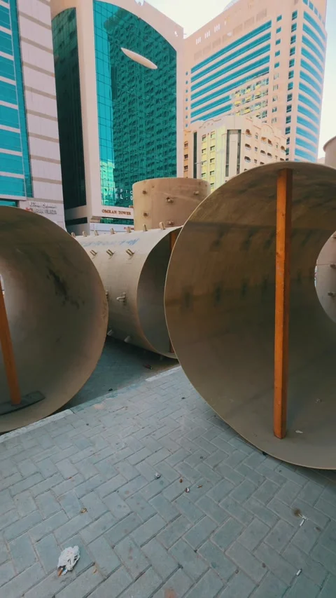 View of sewerage construction work carried out after the 2023 flooding in Stock Footage 346473182