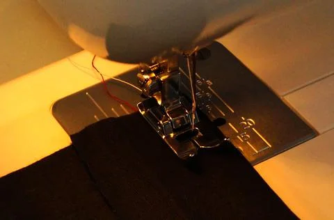 View of sewing machine needle and other parts Foto stock