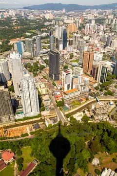 View with shadow from Menara Kula Lumpur Tower, KL Tower, Malaysia Stock Photos