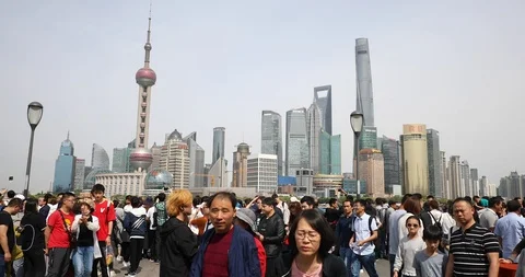 A view of Shanghai on China's National Holiday Stock Footage 112292653