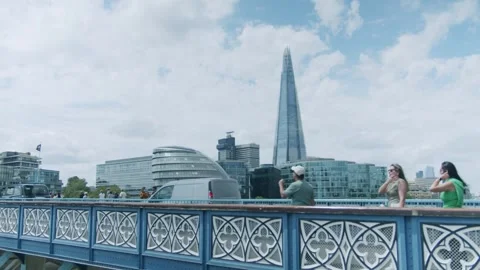 View of the Shard from Tower Bridge Stock Footage 245811001