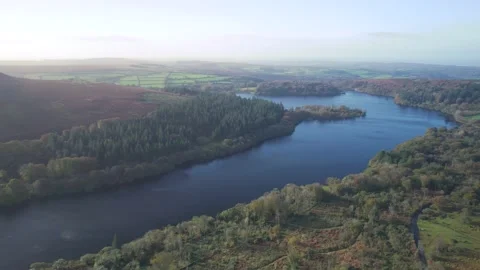 View from Sharpitor to Burrator Reservoir in Dartmoor National Park, Devon Stock Footage 165621217