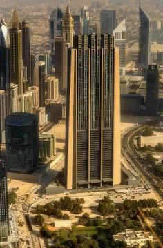 View at Sheikh Zayed Road skyscrapers Stock Photos