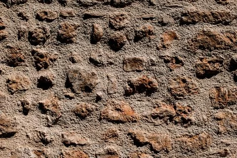 View at shell rock masonry of different shapes. Texture of natural stones. Foto stock