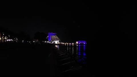 View of Sheraton Grand from the Corniche in Doha Stock-Footage 221989539