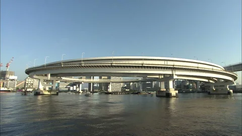 View of Shibaura Loop from the Boat (Rainbow Bridge) Stock Footage 332468647
