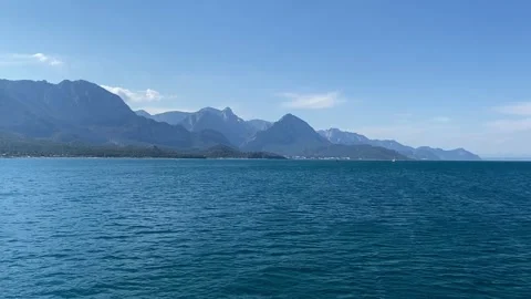 View from a ship. aurus mountain range. Kemer, Turkey. Video stock 342015383