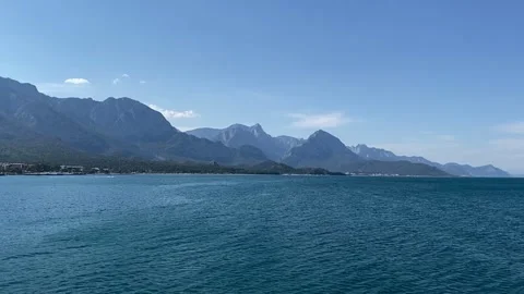 View from a ship. aurus mountain range. Kemer, Turkey. Stock Footage 342015386