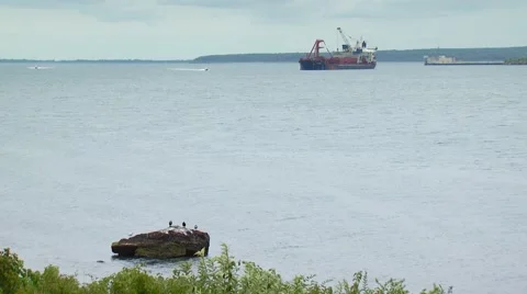 View of ship carrying containers Stock Footage 54593175