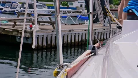 View from the ship to the departing shore. Video stock 197906076