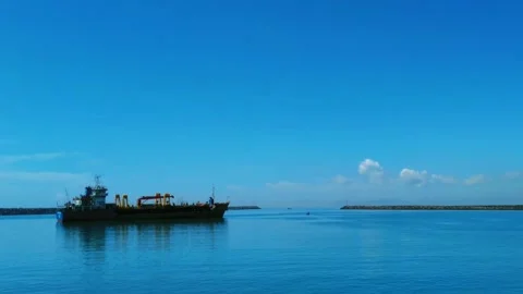 View of the ship on the dock Stock Footage 243798635