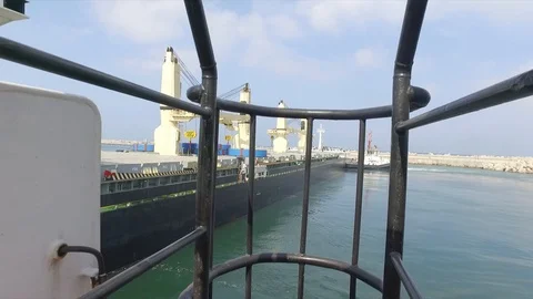 A view from a ship in the harbor Stock Footage 118592350