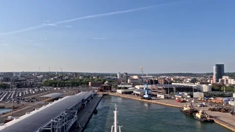 The View From a Ship as it Departs Southampton, England Stock Footage 244520293