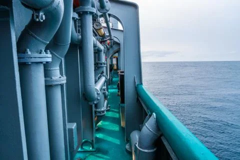 View from ship or vessel deck to open sea - beautiful seascape Stock Photos