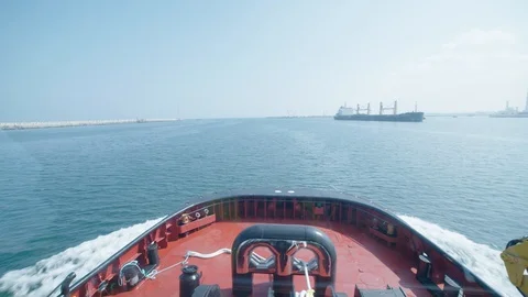 View from a ship in port Stock Footage 118598952