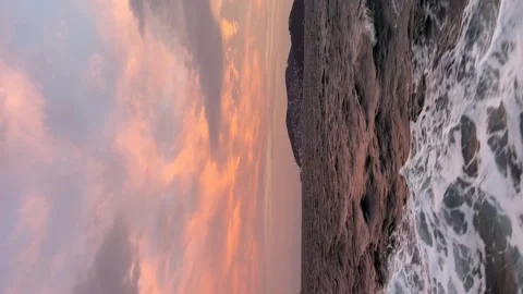 View from the ship to the red sea dawn - Vertical stock video Stock Footage 240327478