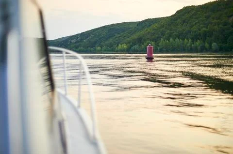 The view from the ship at the river buoy Foto stock