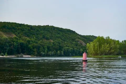 The view from the ship at the river buoy Stock Photos
