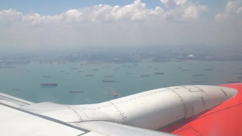 View Of The Ship At Sea From The Airplane Stock Footage 244209615