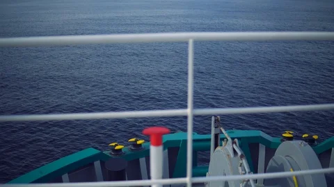 View from ship ship deck to open sea. vessel is sailing. Stock Footage 108946684