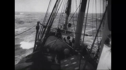 View of Ship in a storm - 1933-37 Stock Footage 98158905