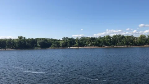 View from the ship to the Volga river in the summer afternoon Stock Footage 100561599