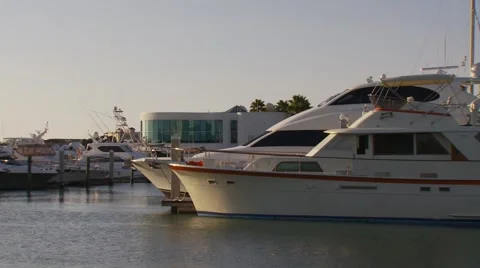 View of ships moored at harbor Stock Footage 61085337