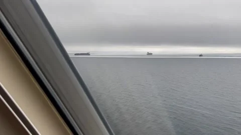 View at ships at sea from a ship window Stock Footage 280247065