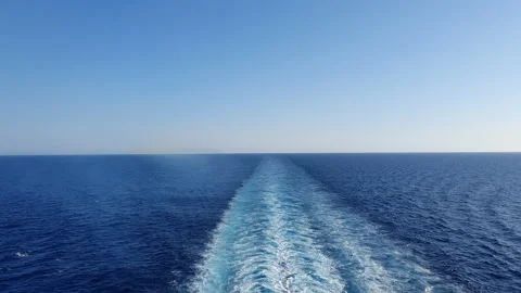 View of the ship's wake from the aft deck Stock Footage 160664638