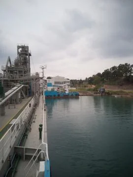 View of the shipyard from the sea 写真素材