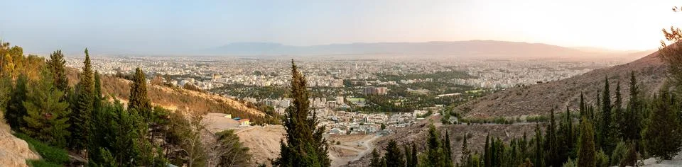 View of Shiraz from the surrounding hills. Iran Stock Photos