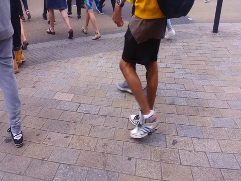 A view of Shoppers' Feet on the pavement Video stock 77830348