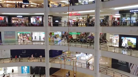 View of shoppers in Suria KLCC Mall in Petronas Stock Footage 66950112