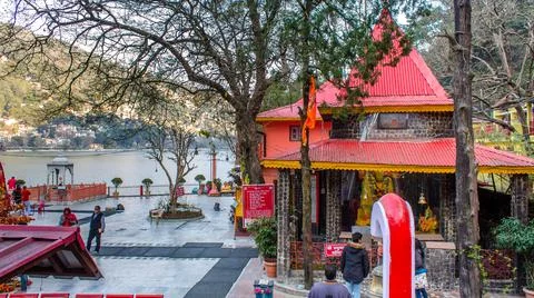 View of Shri Maa Naina Devi Temple, Nainital, Uttarakhand Stock Photos