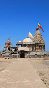 View of Shri Rukmini Devi Temple, Dwarka, Gujarat, India. The traditional spi Stock Photos