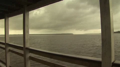 View of Shroeline from A Ferry Boat On the Amazon River 3 Video stock 19046925