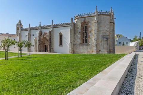 A view of the side and front of the Monastery of Jesus in Setbal, Portugal. T Stock Photos
