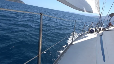 View from the side deck of a yacht during sailing Video stock 128043851