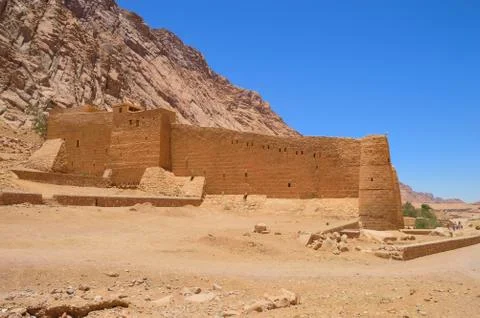 View from the side to the monastery of St. Catherine, against the backdrop of Stock Photos
