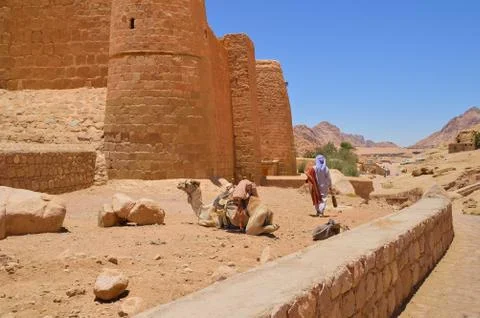 View from the side to the monastery of St. Catherine, against the backdrop of Stock Photos