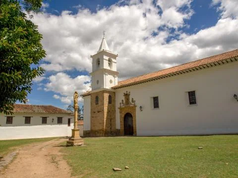 View of the side of the  Our Lady of Mount Carmel church in the colonial town Stock Photos