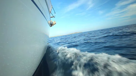 View of side of sailing boat on Adriatic sea in Croatia Stock Footage 59539224