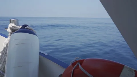 View Of Side Of Sailing Boat On mediterranean Sea In Spain Stock Footage 147866415