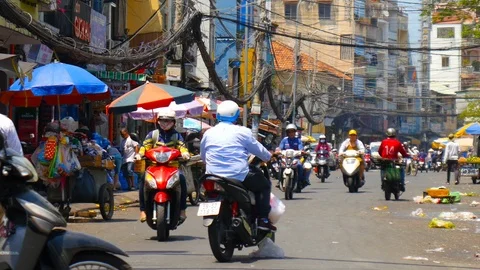 View on a side street in Ho Chi Minh City Stock Footage 88838391