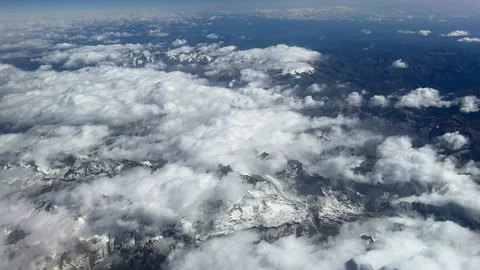 View From Side Window Of Plane Flying Over The France and Italian Alps. Stock Footage 220415530