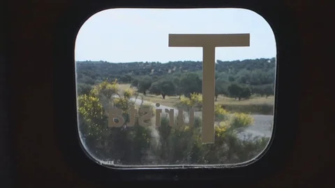 View of the side window of the train. High-speed train. Tourist class wag Stock Footage 121987232