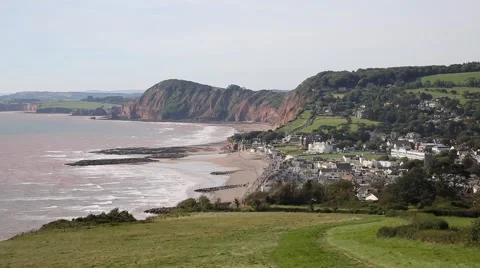 View of Sidmouth coast town Devon England UK Stock Footage 56690719