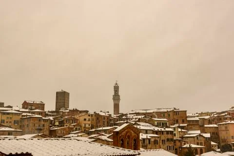 View of Siena in winter during a snowfall Stock Photos