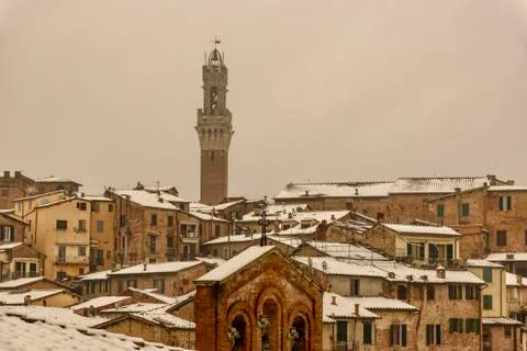View of Siena in winter during a snowfall Stock Photos